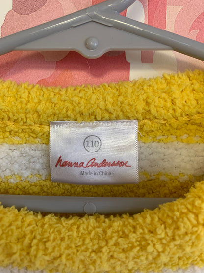 Hanna Andersson fleece yellow & rainbow stripe sweater. Size 4/5T.