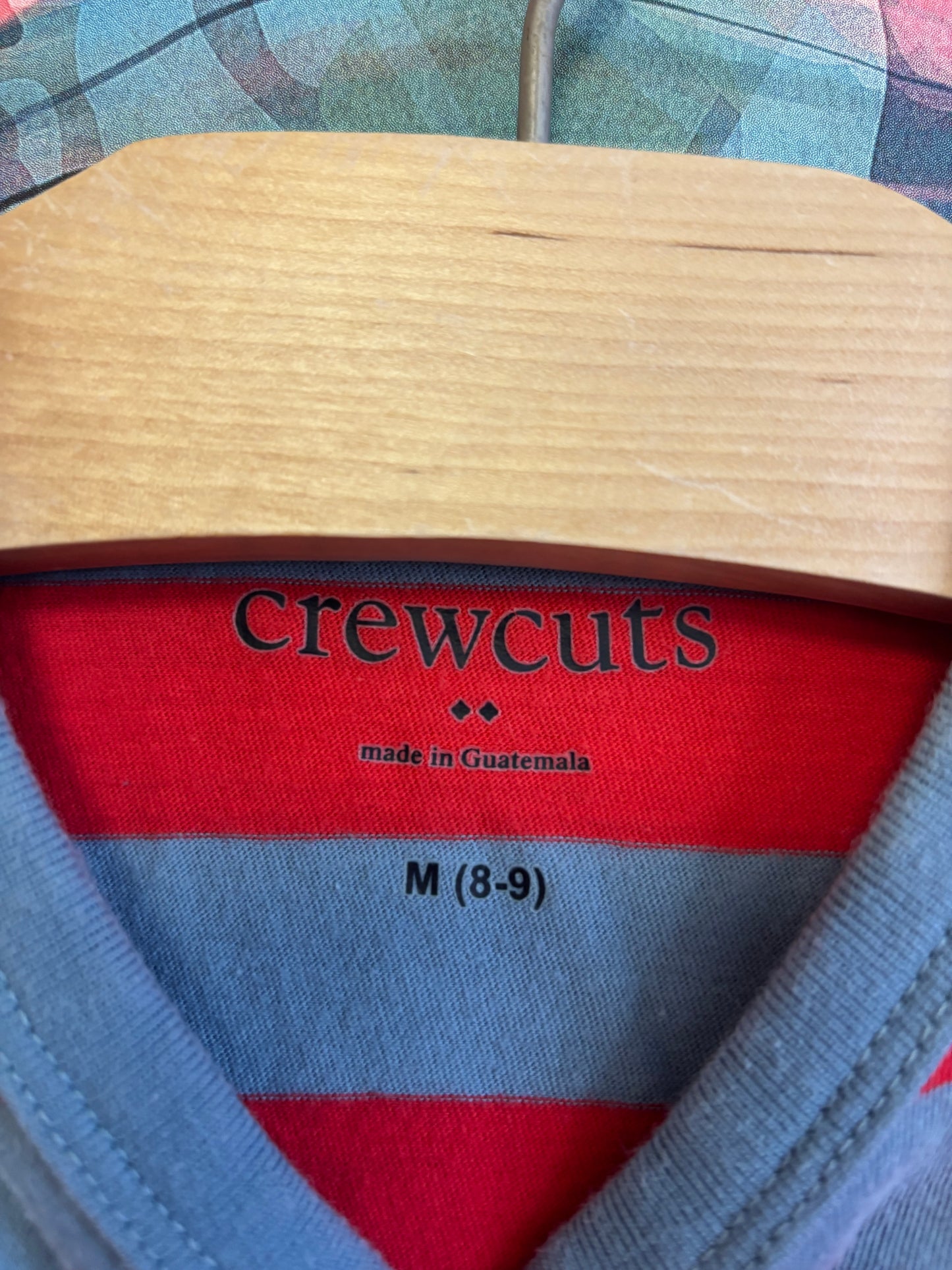 Crewcuts red/blue stripe short sleeve shirt. Size 8/9.