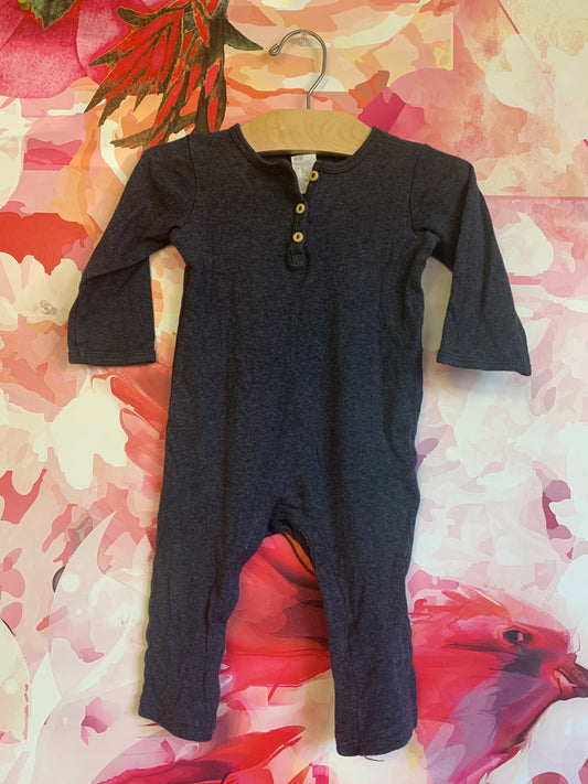 H&M dark grey long sleeve romper. Size 9m