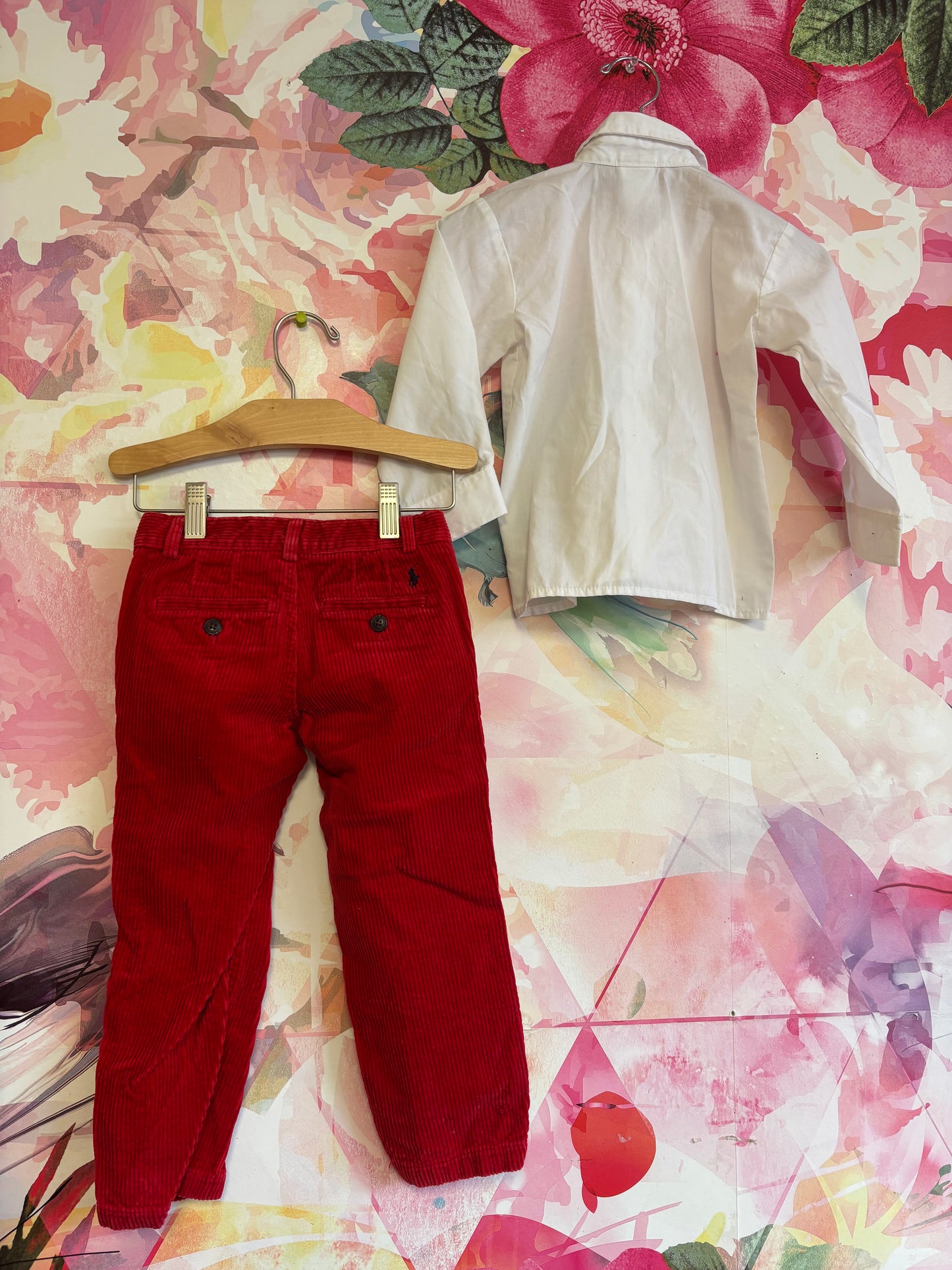 Polo Ralph Lauren red corduroy pants & Good Lad of Philadelphia white button down shirt. Both Size 3T