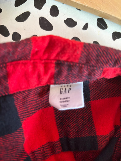 Baby Gap red & black checkered flannel button down. Size 3T