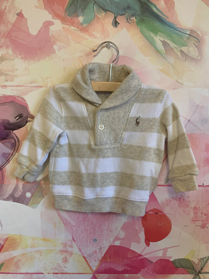 Ralph Lauren beige and white stripe sweater. 100% cotton. Size 6m