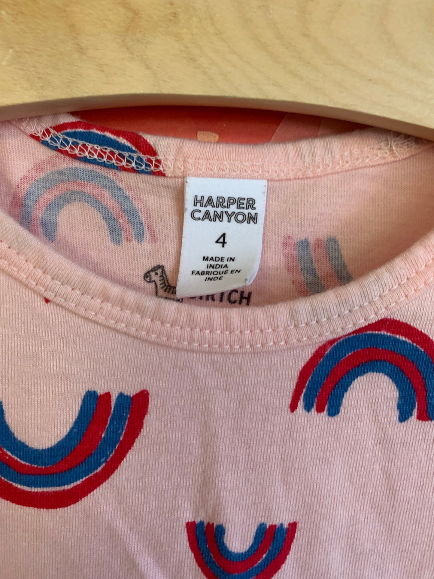 Harper Canyon pink rainbow short sleeve dress Size 4 & Tea Collection blue leggings Size 5