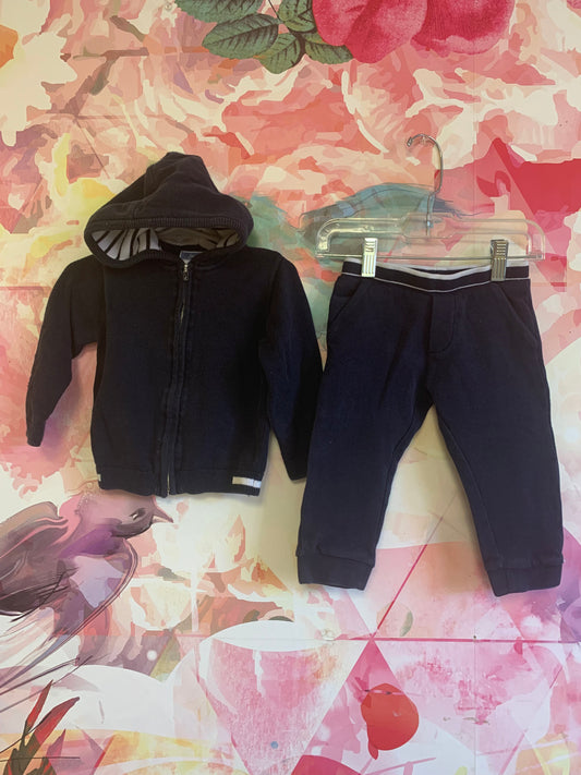 Jacadi blue knit joggers and zip up hoodie set. Size 18m