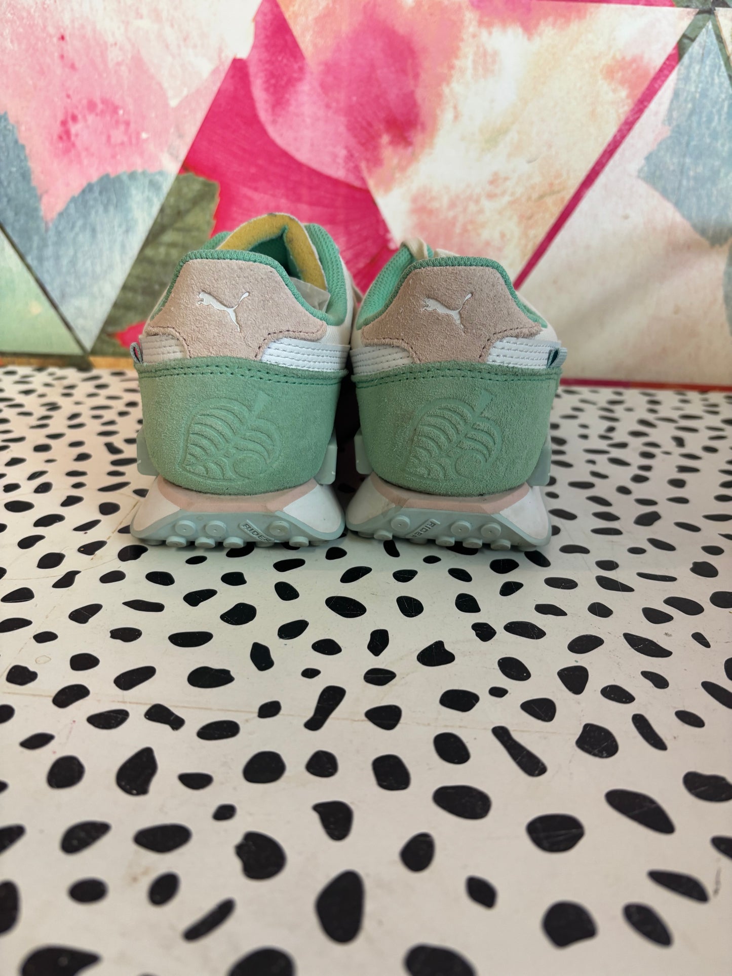 Puma pastel pink, green & cream sneakers. Adult Size 5.5.