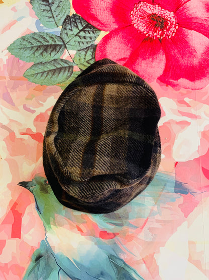 Bonpoint brown & black plaid 100% wool bucket hat. Size 0.