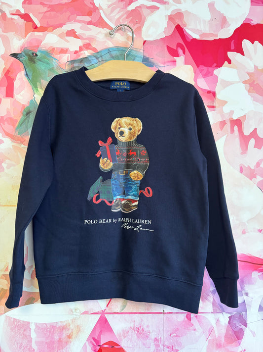 Polo Ralph Lauren navy blue sweatshirt with Polo Bear logo. Size 6T.