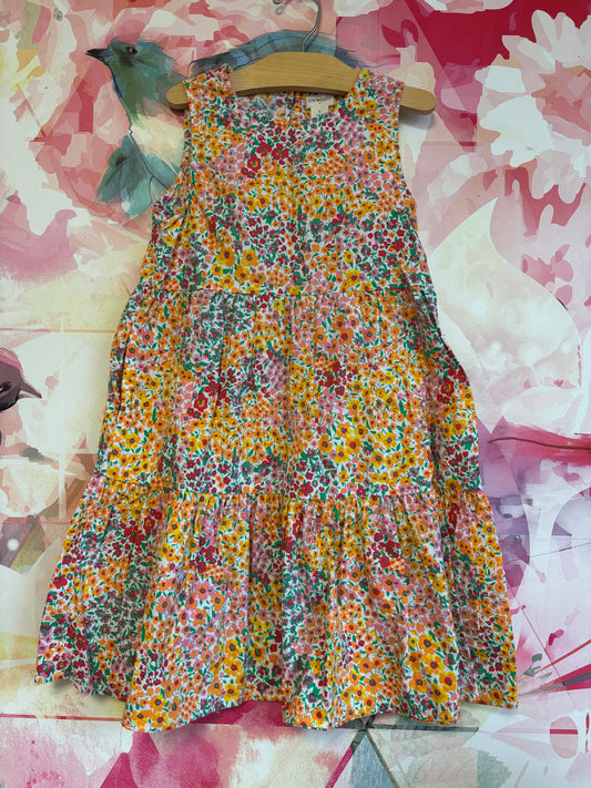 Crewcuts red, orange, yellow, pink floral sleeveless dress with pockets. Size 8