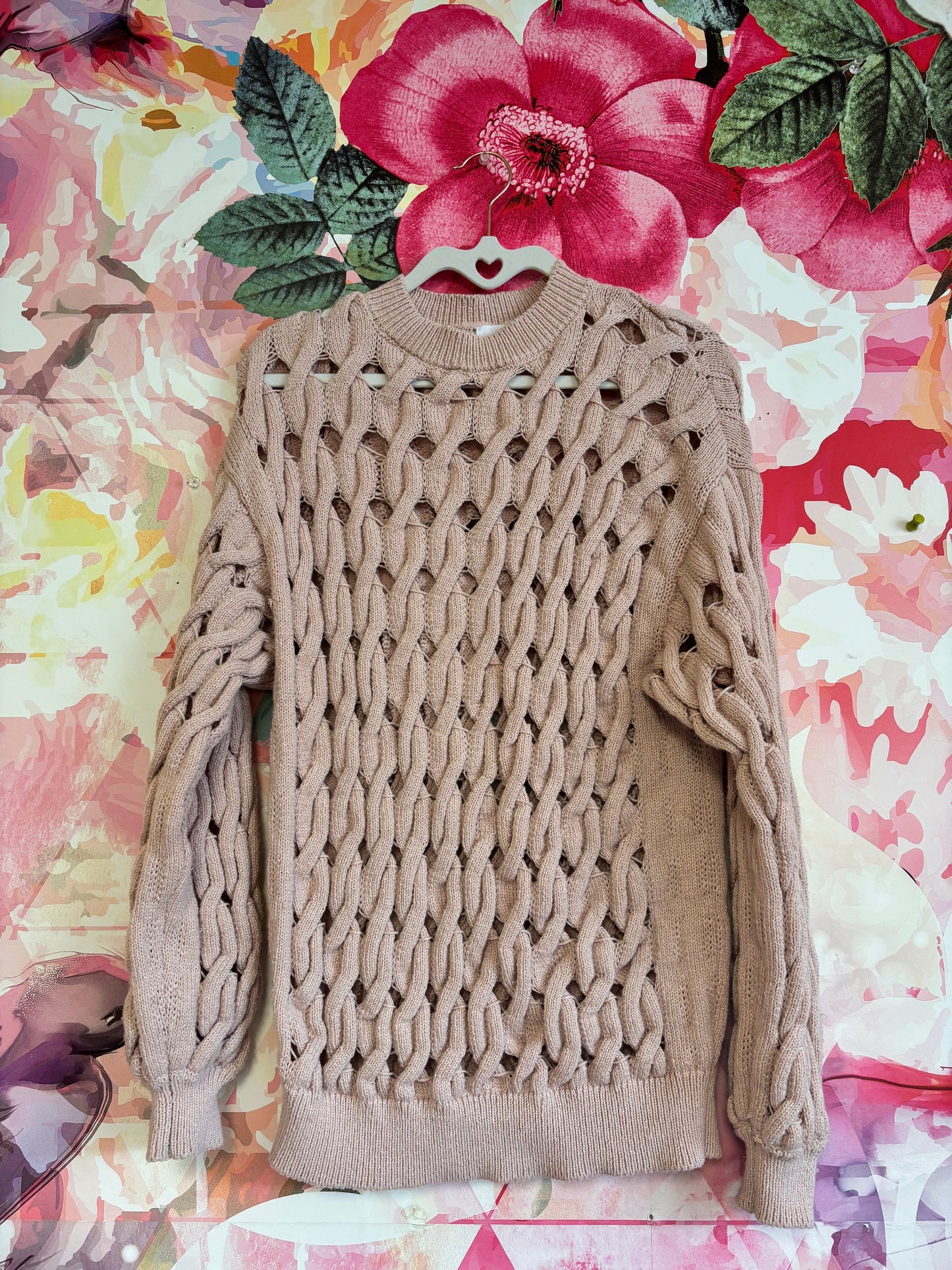 Zara light pink loose knit sweater tunic dress. Size 14
