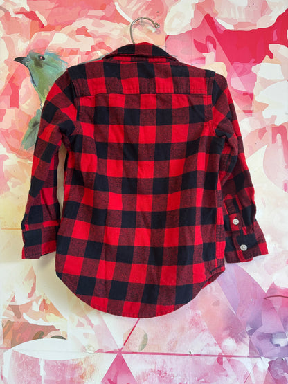 Baby Gap red & black checkered flannel button down. Size 3T