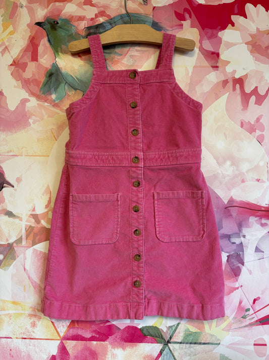 Crewcuts pink corduroy overall dress with buttons down front. Size 8.