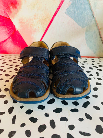 Camper blue leather sandals with Velcro strap. Size 7.5.