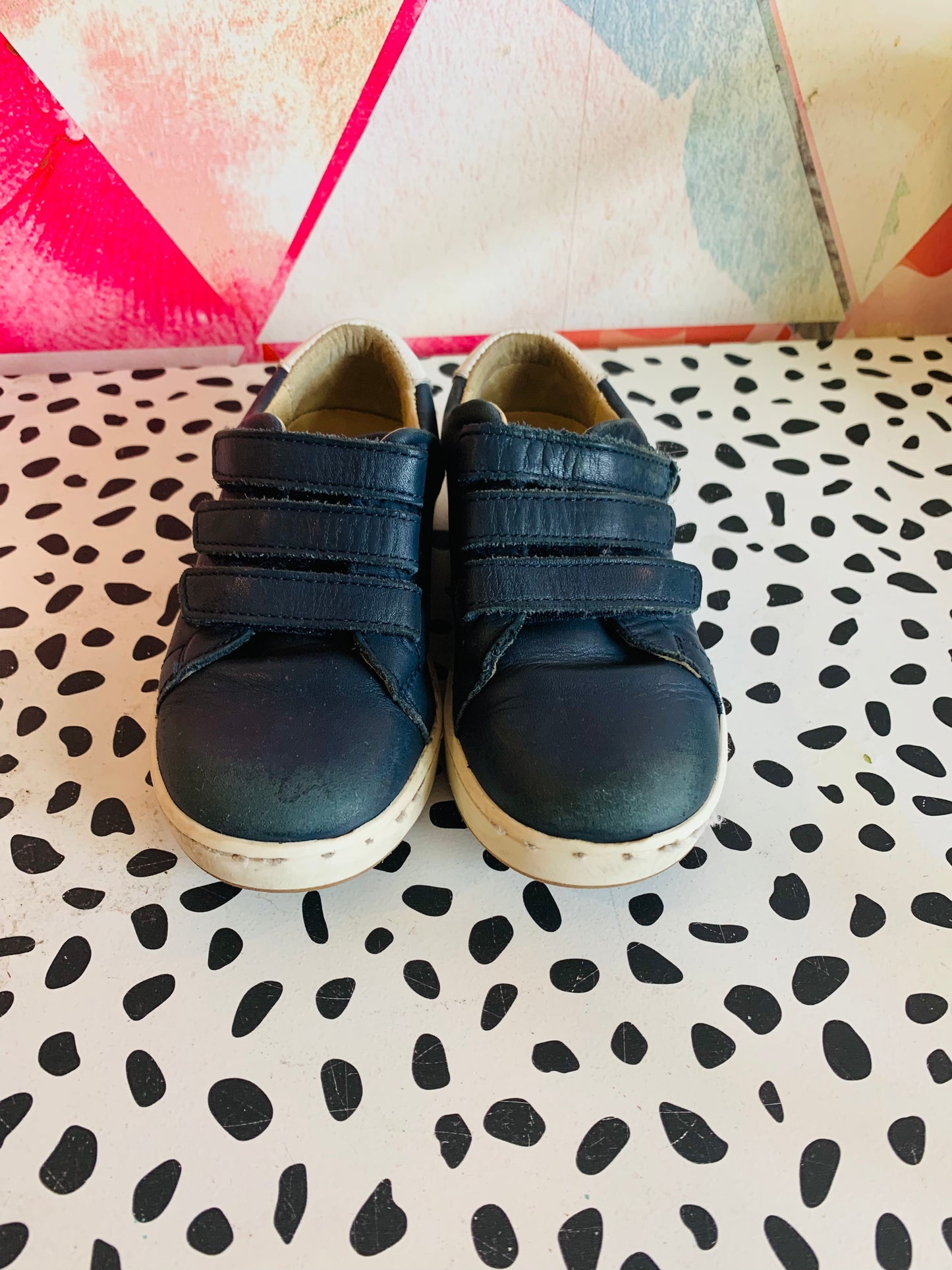 Jacadi Paris blue leather Velcro shoes. Size 8.