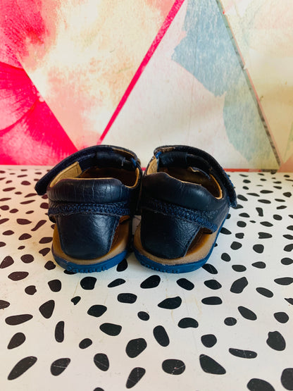 Camper blue leather sandals with Velcro strap. Size 7.5.