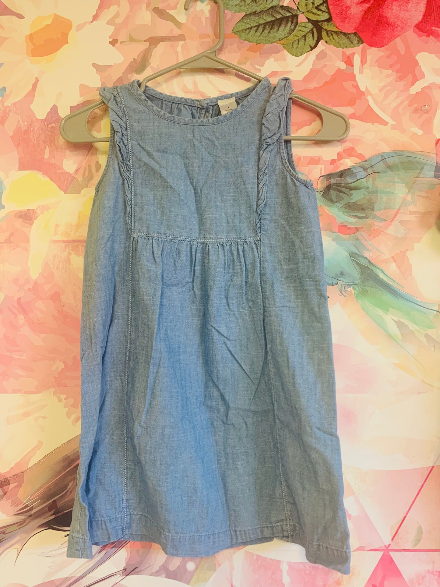 Crewcuts light blue 100% cotton flutter sleeve dress. Size 8