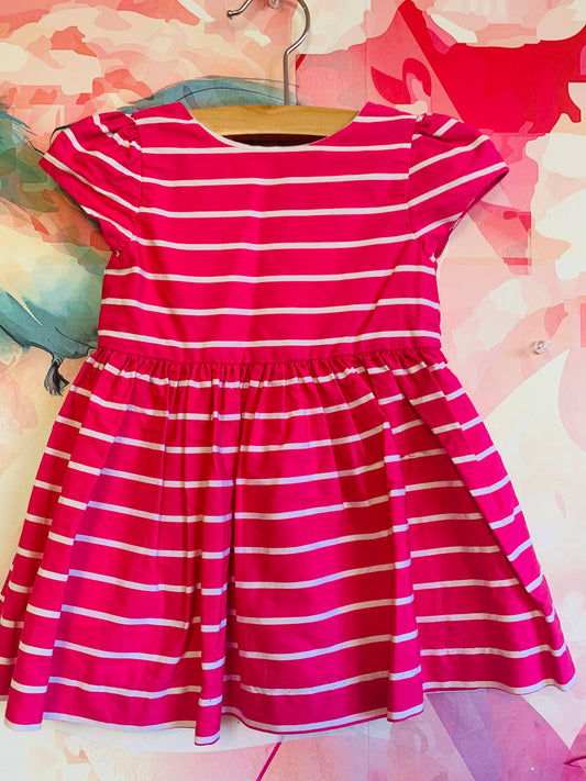 Ralph Lauren pink & white stripe shirt sleeve dress. Size 6m.