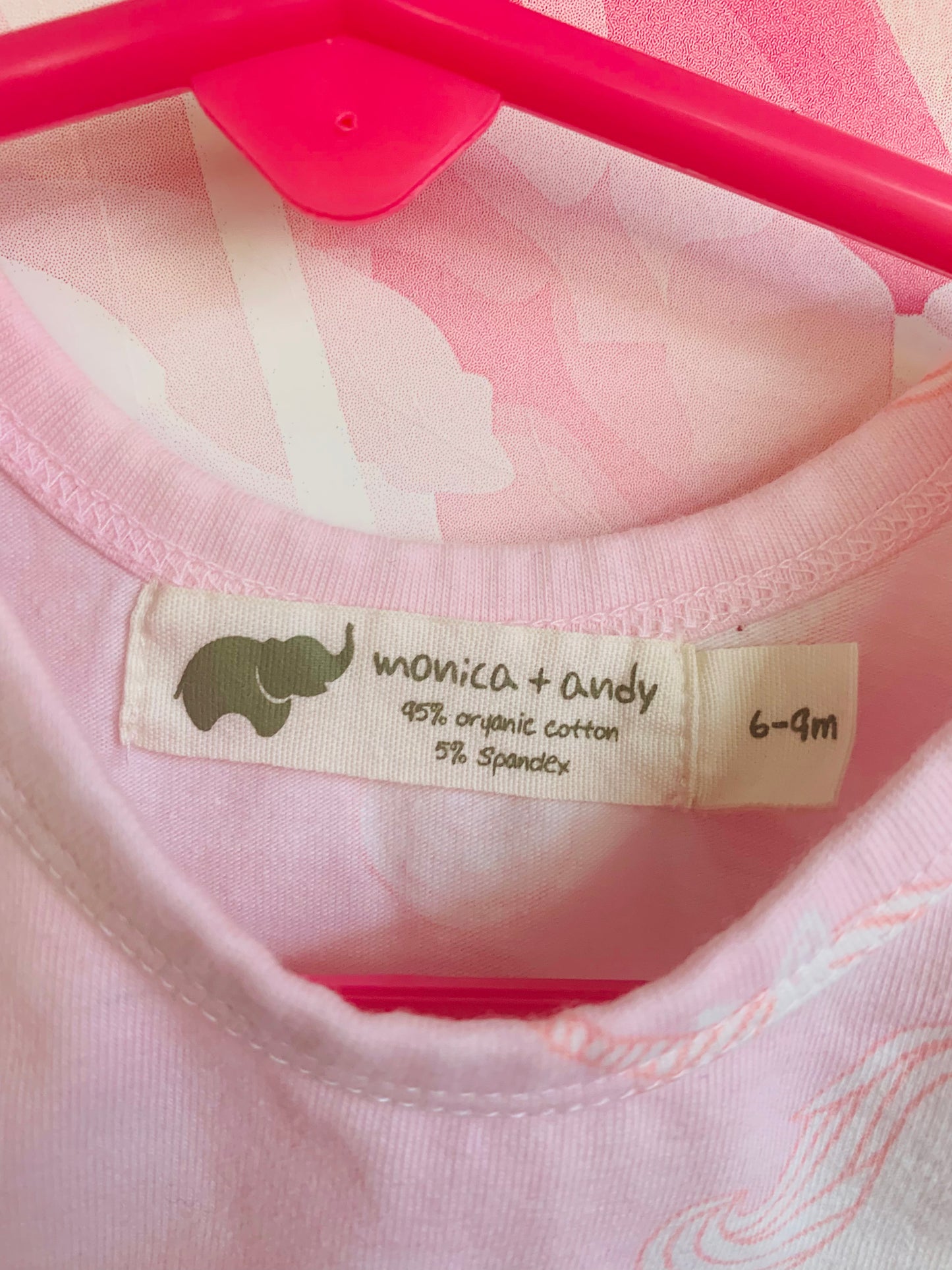 Monica & Andy pink long sleeve onesie with unicorns. Size 6-9m