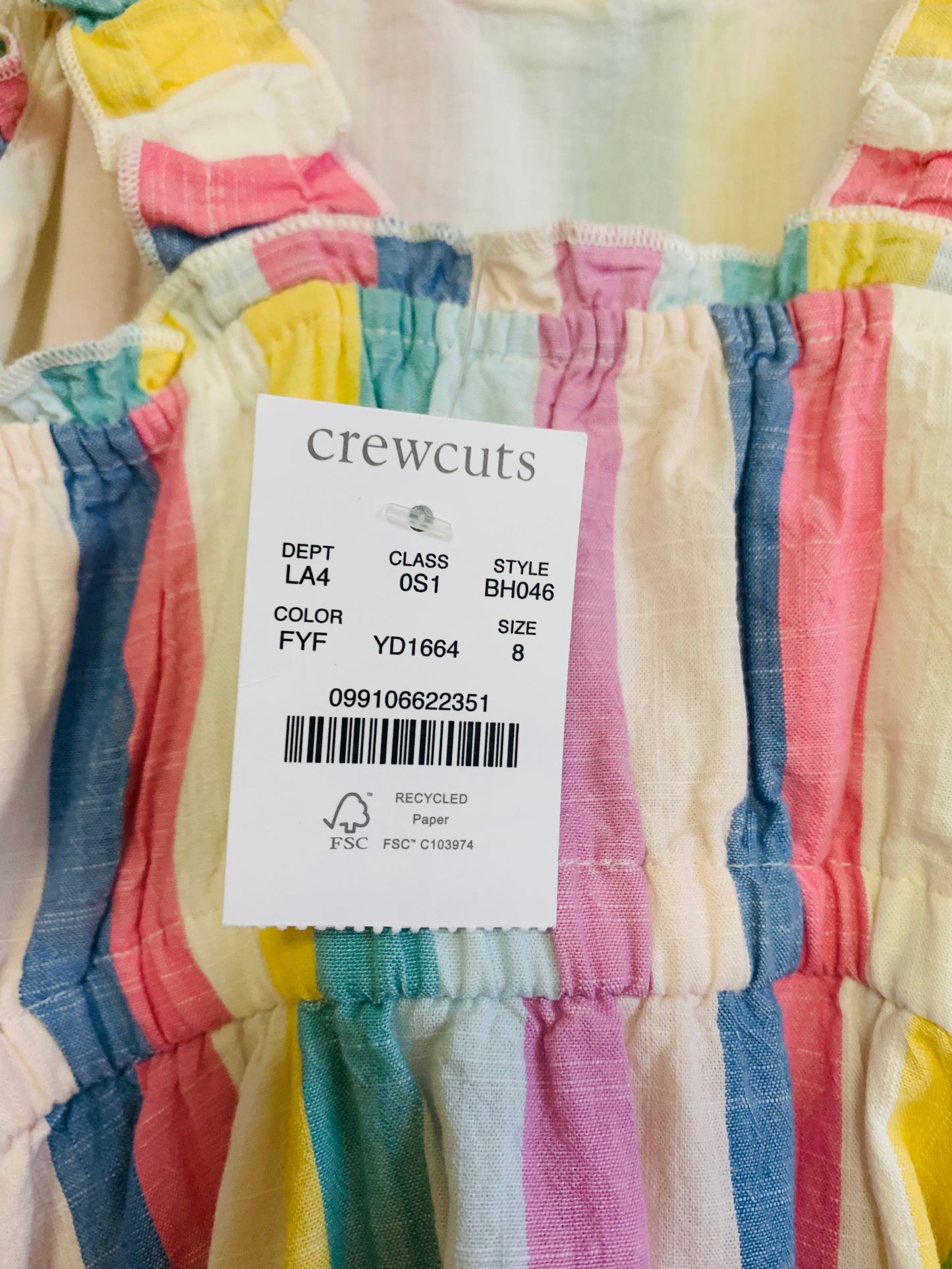 Crewcuts rainbow stripe dress NEW WITH TAGS. size 8