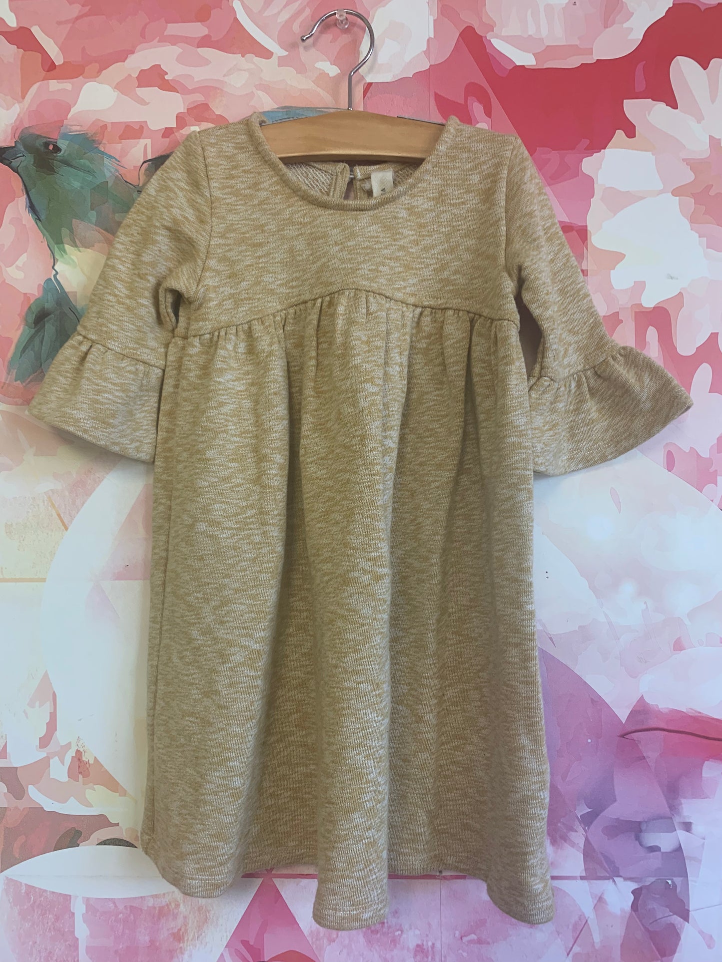 Vignette light gold 3/4 sleeve empire waist dress. Size 4.