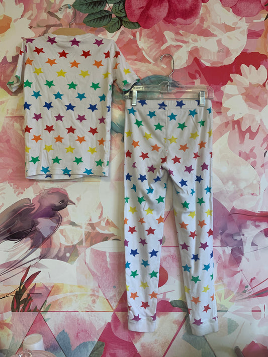 Primary multi colored stars pajama set with short sleeve top. Size 10