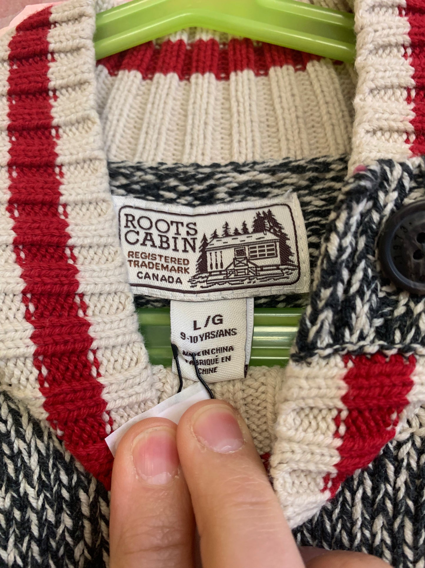 Roots Cabin black white sweater dress with red stripe collar wrist Cloud Bunny