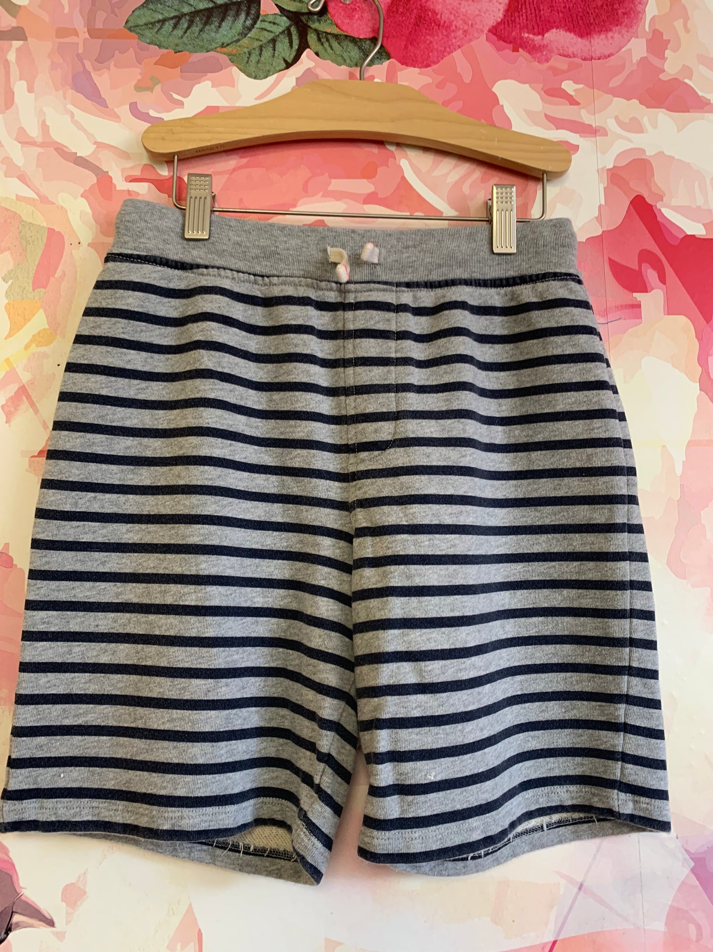 Crewcuts blue & grey striped Colton shorts with elastic waistband. Size 10. *tiny hole on bottom front. See closeup pic*