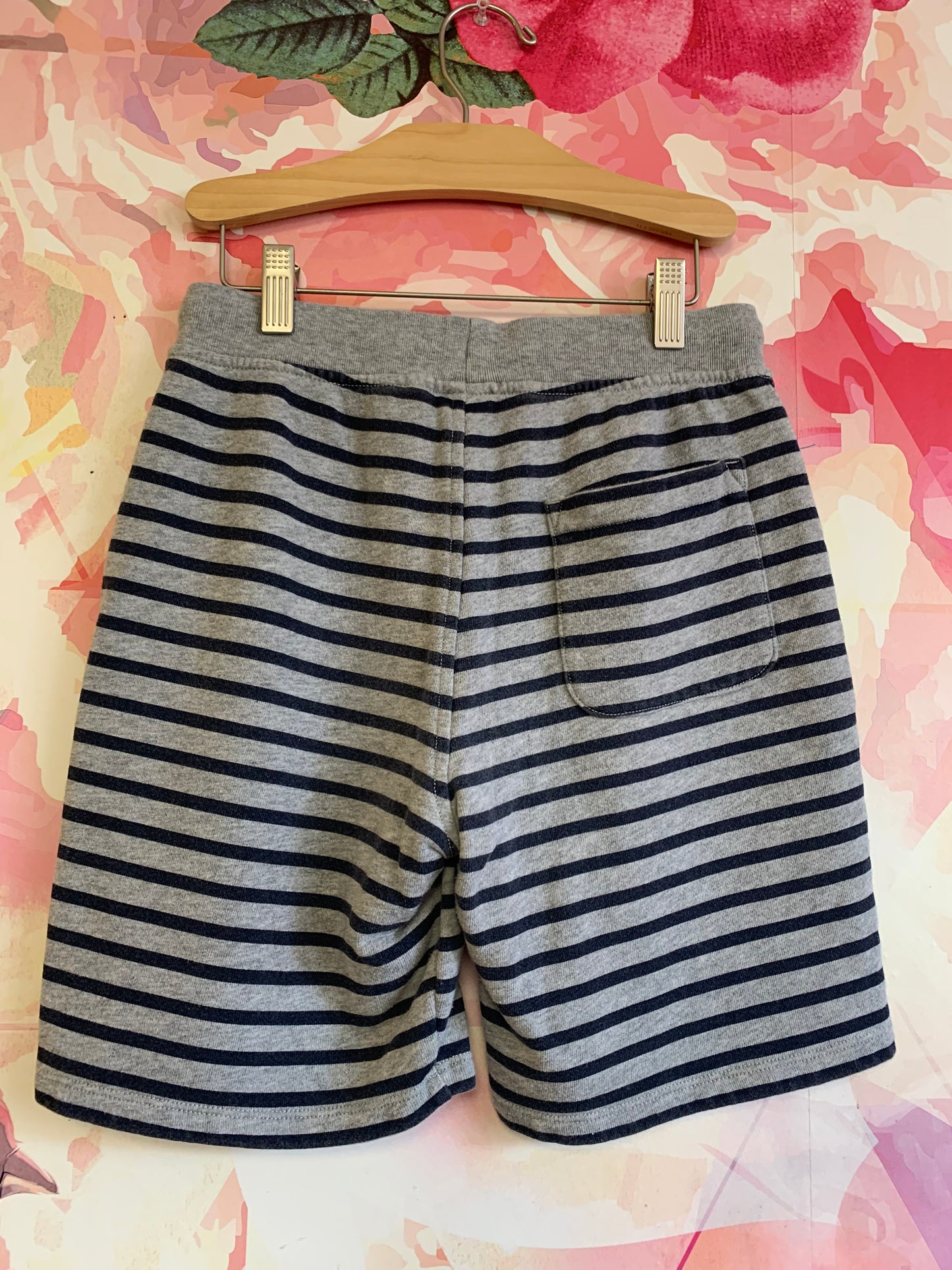 Crewcuts blue & grey striped Colton shorts with elastic waistband. Size 10. *tiny hole on bottom front. See closeup pic*