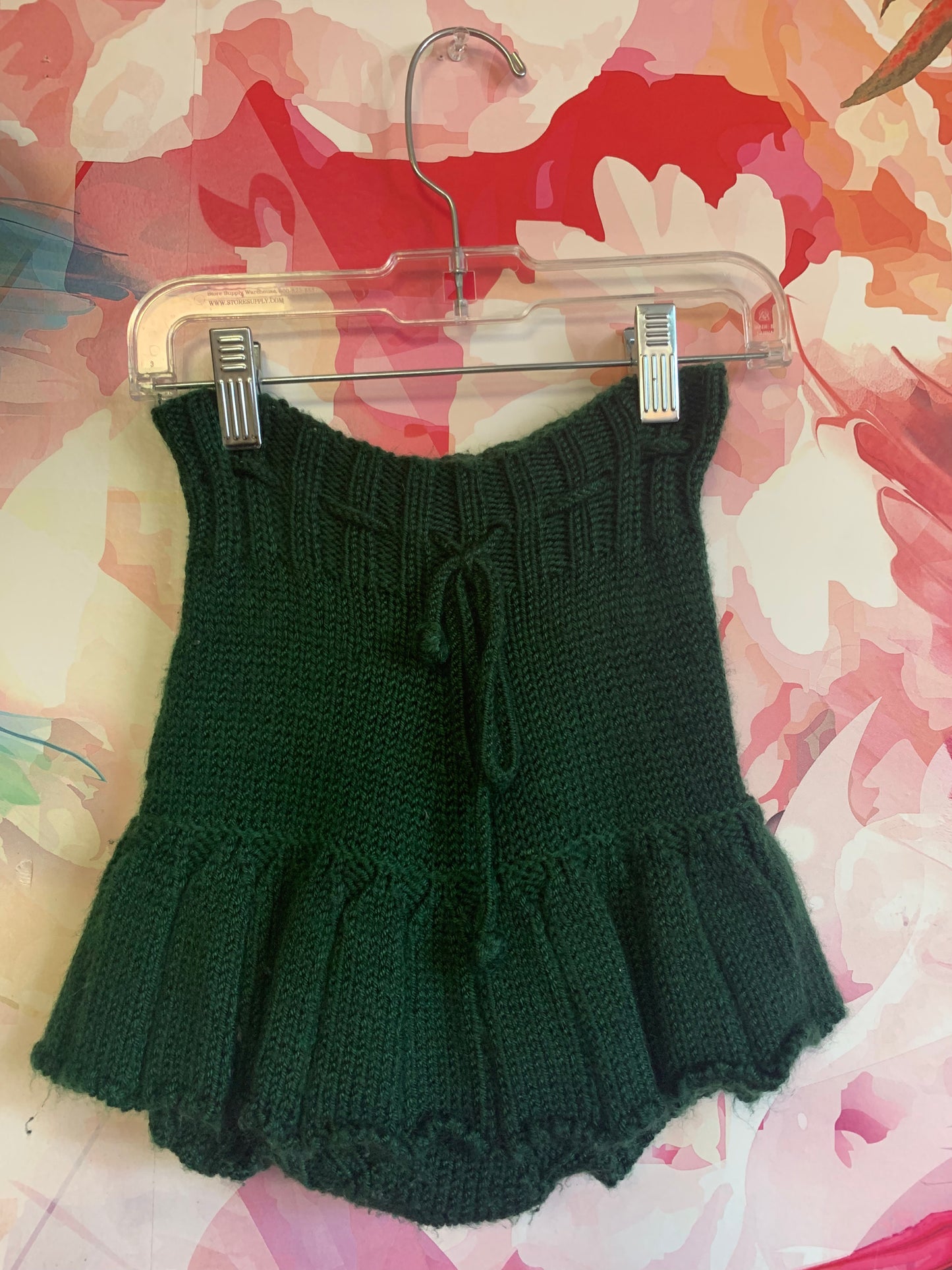 Misha & Puff emerald green knit sweater and skort. Puffy knit balls on sweater and waist tie on skort. Size 4/5.