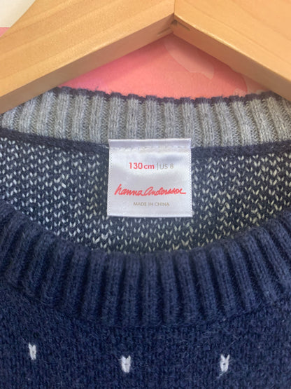 Hanna Andersson blue crewneck sweater with winter scene. Size 8