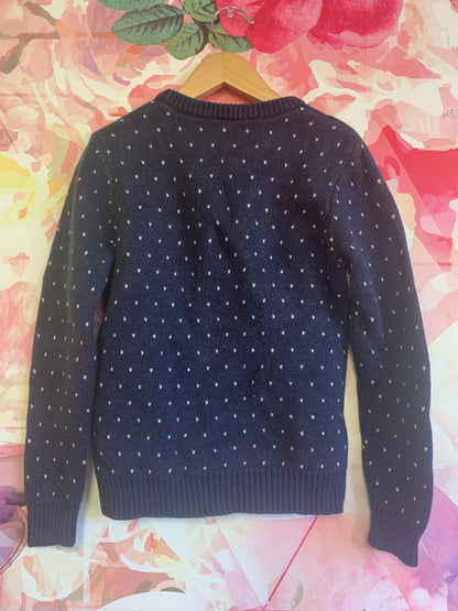 Hanna Andersson blue crewneck sweater with winter scene. Size 8