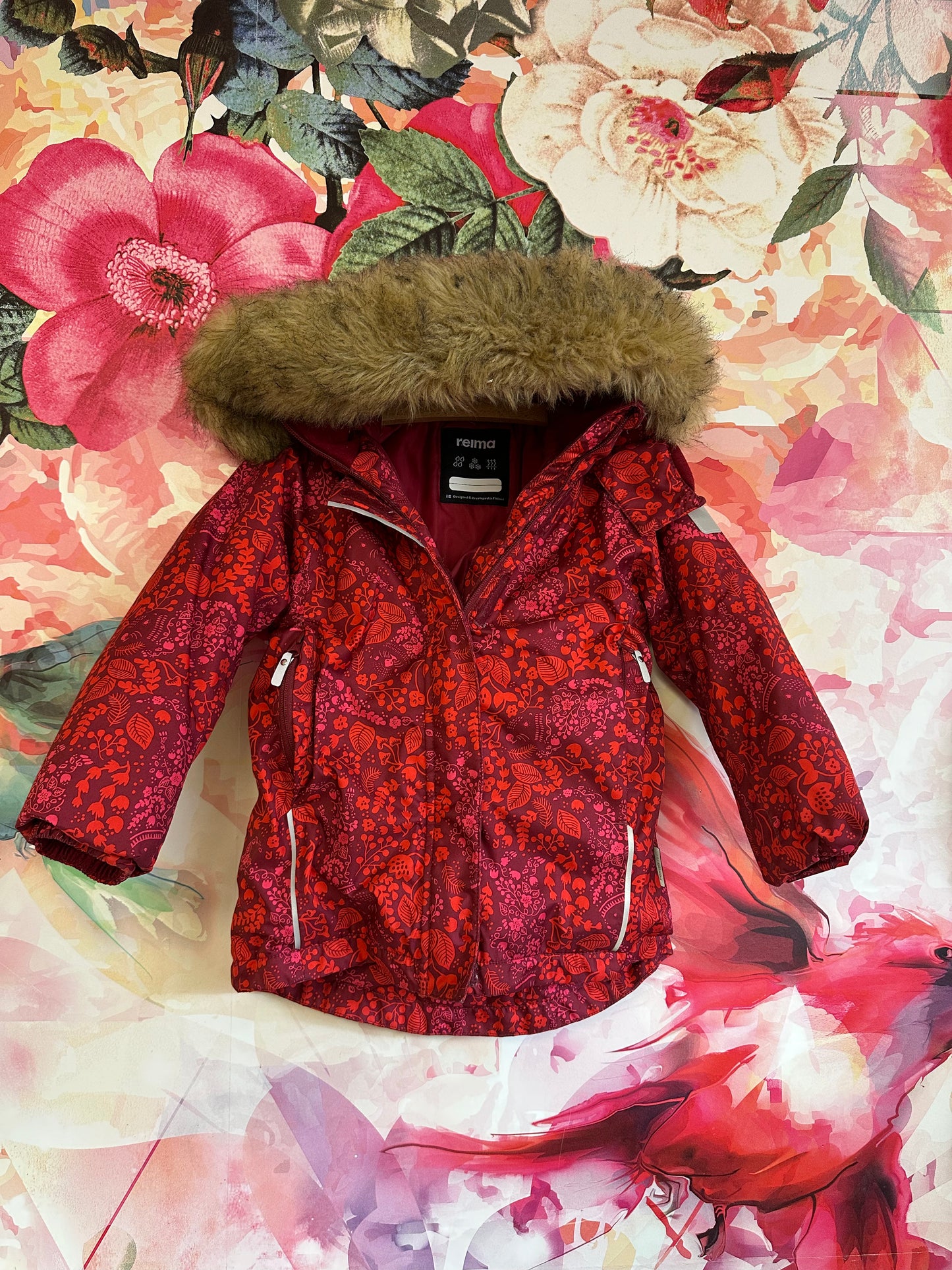 Reima Floral Winter Jacket Size 6T