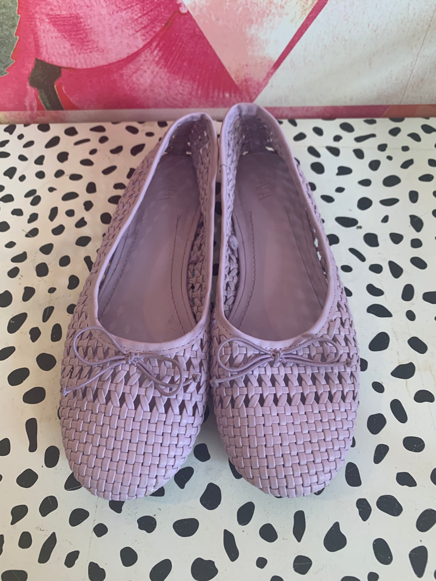 Zara light purple woven slip on summer shoes. Size 3.