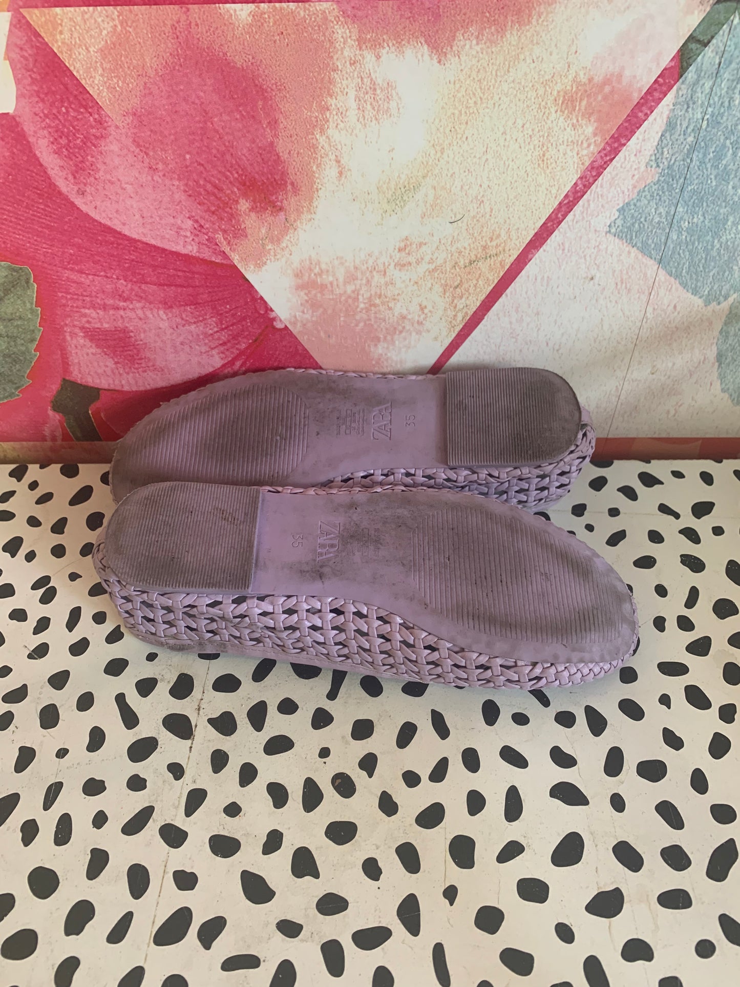 Zara light purple woven slip on summer shoes. Size 3.