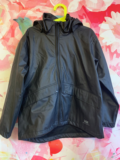 Helly Hansen black jacket with hood. Size 8.