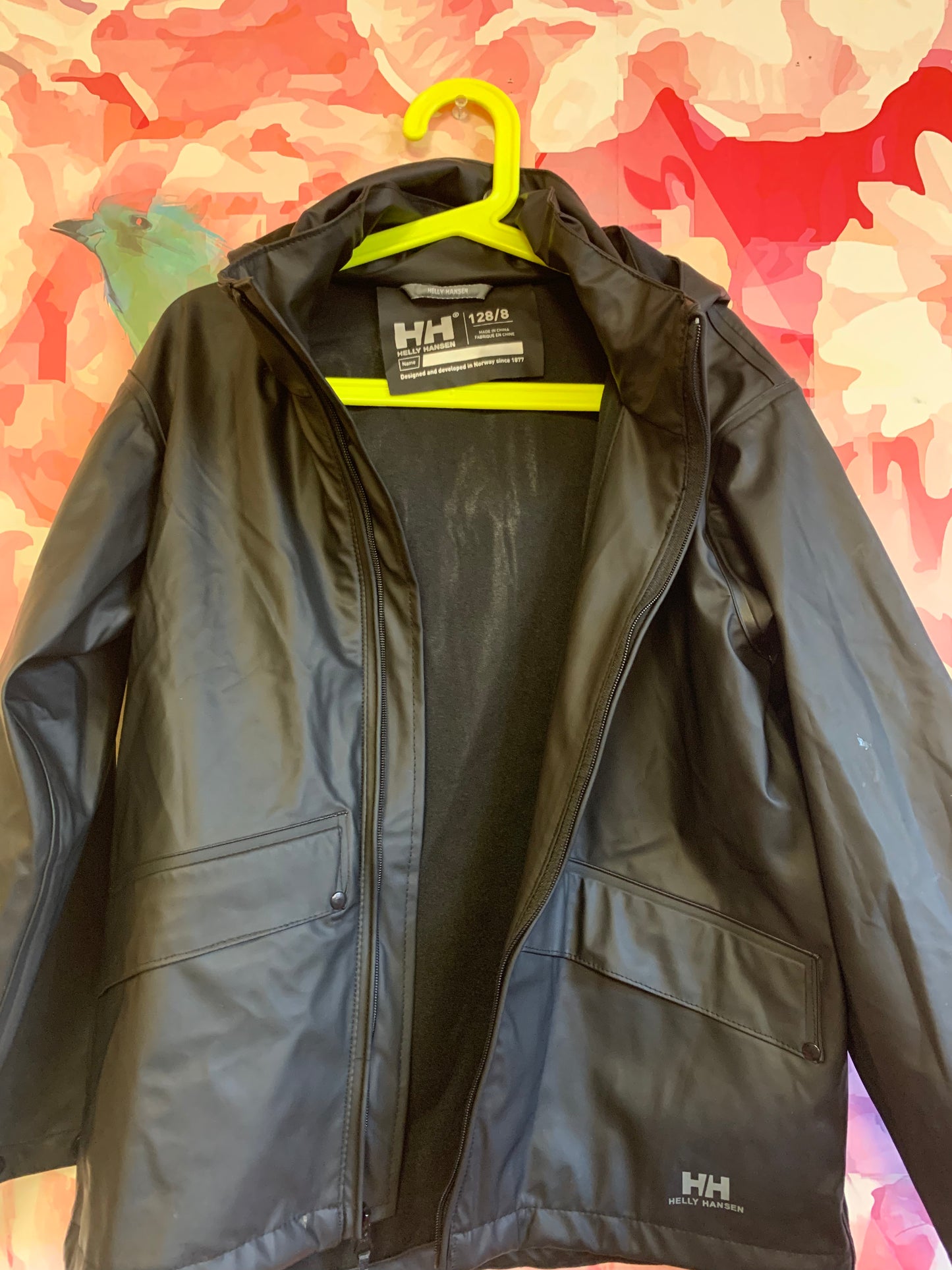 Helly Hansen black jacket with hood. Size 8.