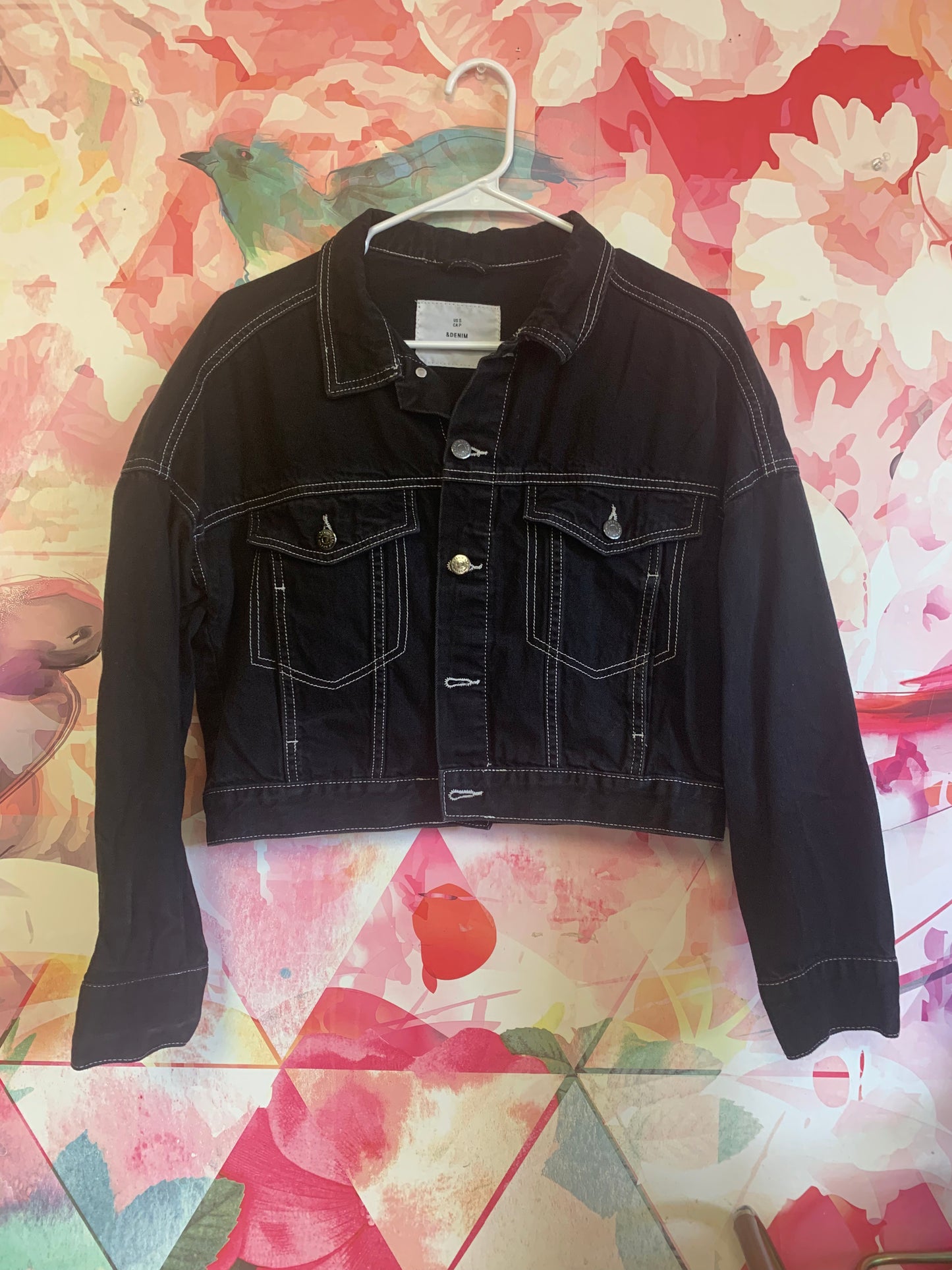 &Denim black denim jacket. Adult Size Small.