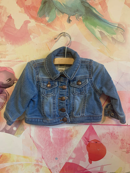 Baby B’gosh blue denim jacket with snaps. Size 3-6m