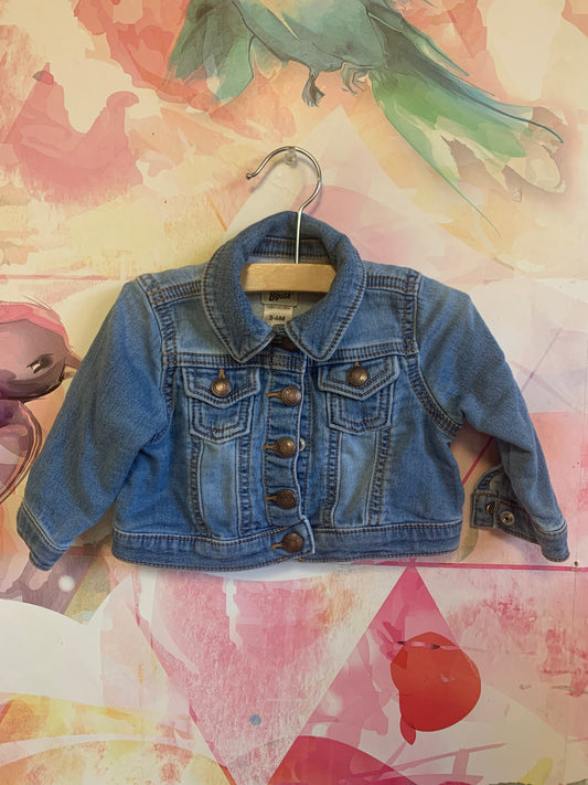 Baby B’gosh blue denim jacket with snaps. Size 3-6m