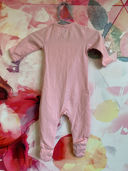 Monica & Andy pink footed zip up romper. Size 3-6m