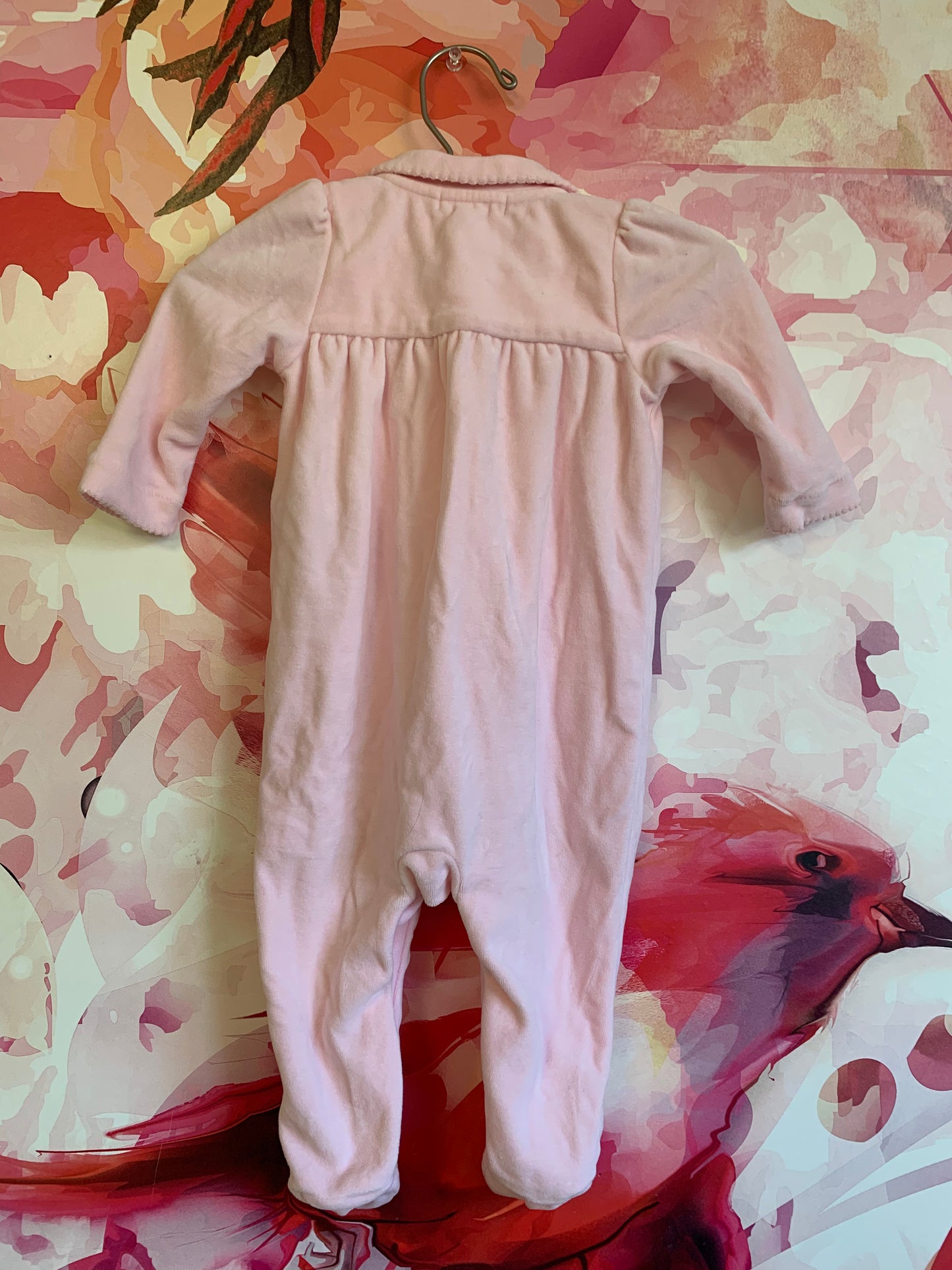 Ralph Lauren pink velour footed romper. Size 6 m