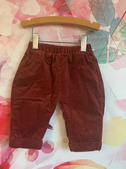 Next burnt Orange corduroy pants with elastic waist and pockets. Size 3-6m