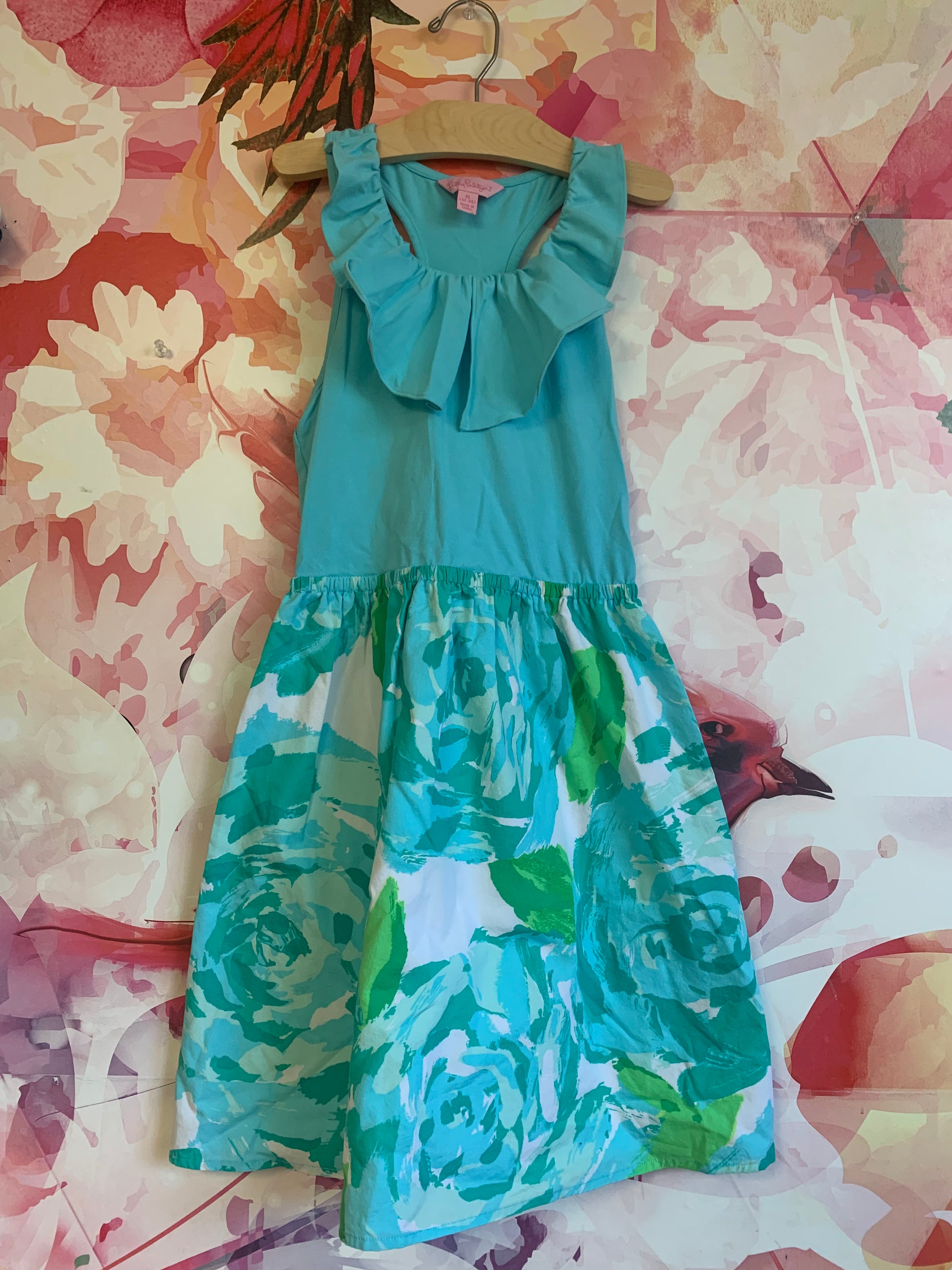 Lilly Pulitzer teal, white, green dress. Size 12/14 Lilly Pulitzer teal, white, green dress. Size 12/14