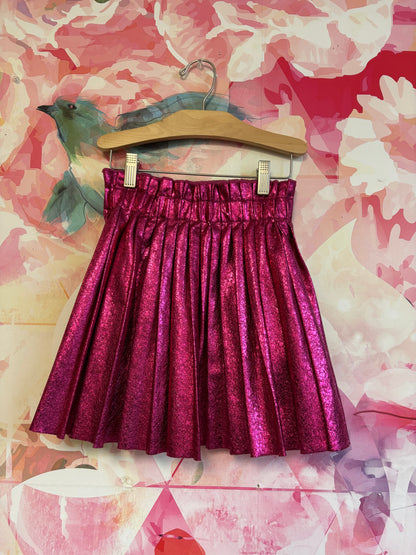 Lola & The Boys hot pink foil pleated skirt. Size 8.