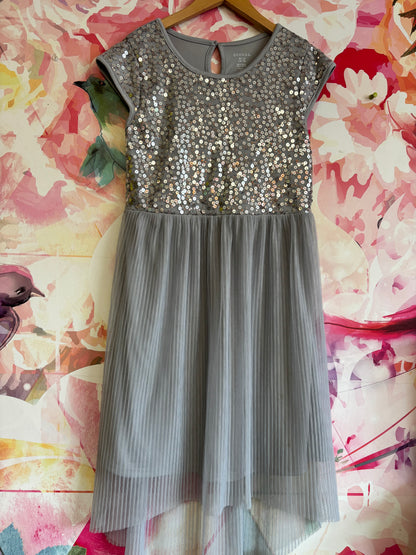 George silver short sleeve sequin party dress. Size 14T. George silver short sleeve sequin party dress. Size 14T.