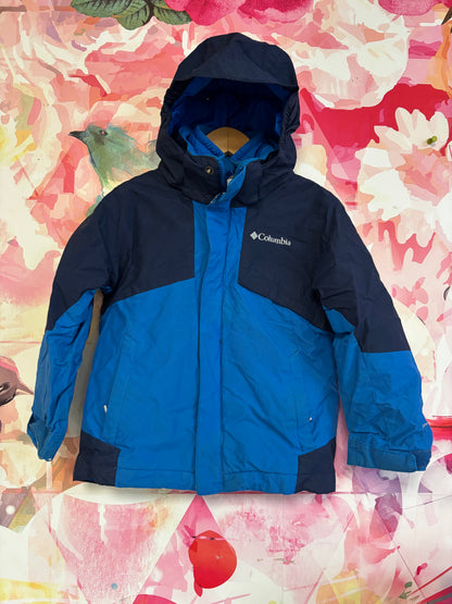 Columbia blue jacket with hood and zip off sleeve lining. Size 4T / 5T
