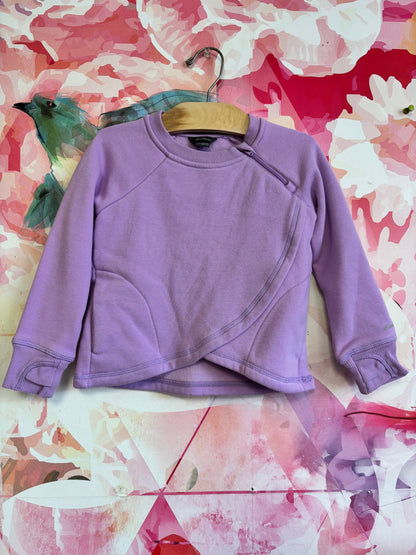 Eddie Bauer purple fleece sweater with side zipper, pockets and thumb holes. Size 4T