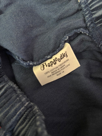 Flapdoodles navy blue corduroy wide leg pants with elastic waistband. Size 14
