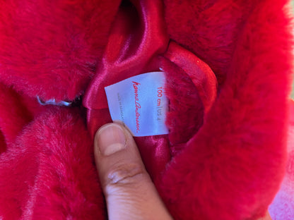 Hanna Andersson Red Faux Fur Bomber Jacket. Satin Lining. Size 4T.