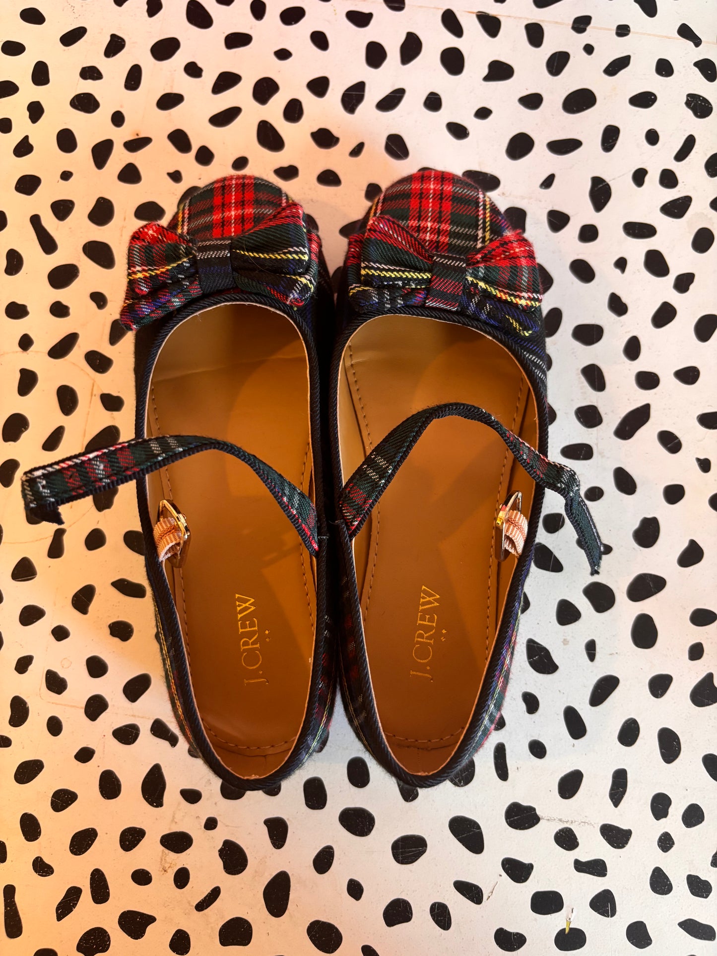 J. Crew Plaid Mary Janes. Bow. Size 1B.