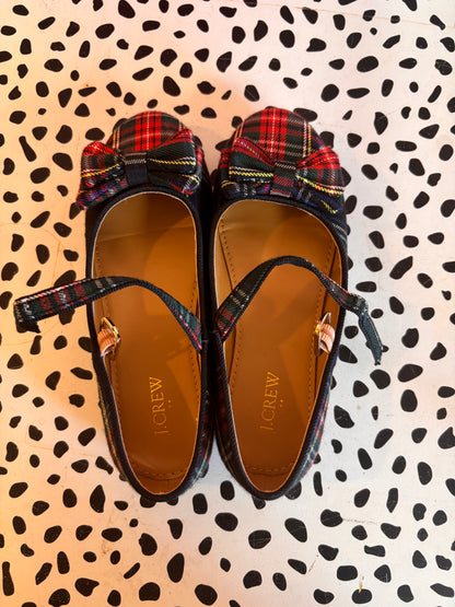 J. Crew Plaid Mary Janes. Bow. Size 1B.